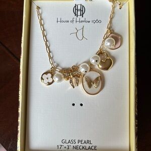 House of Harlow 1960 Gold and White Charm Necklace